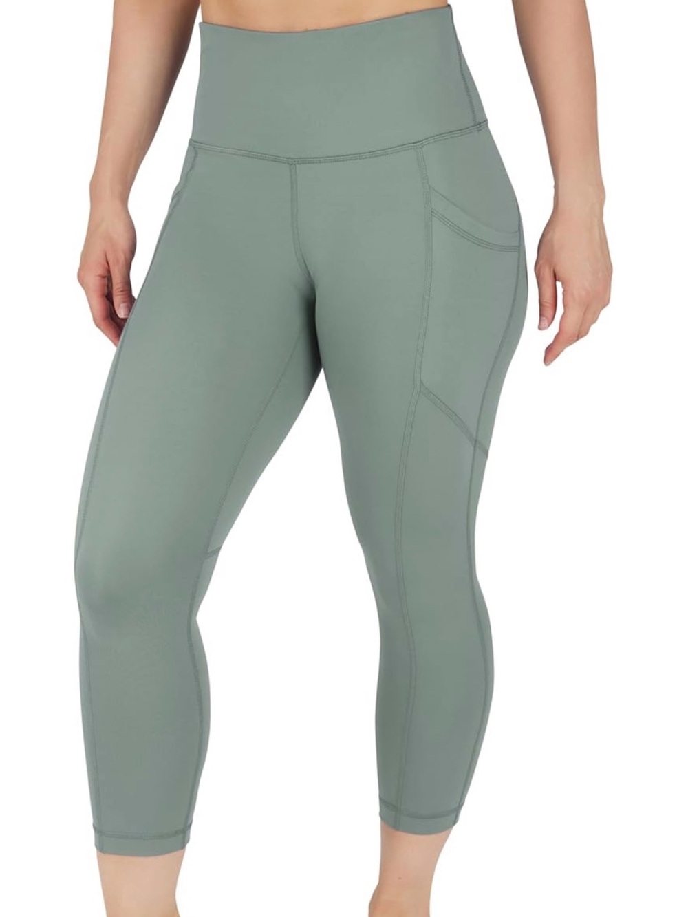 Yogalicious High-Waist Capri Leggings in Sage Green
